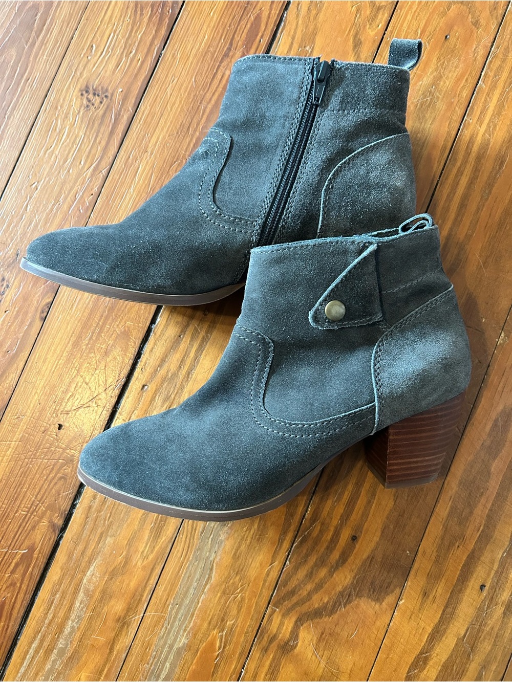 Diba Charcoal Gray Suede Ankle Booties